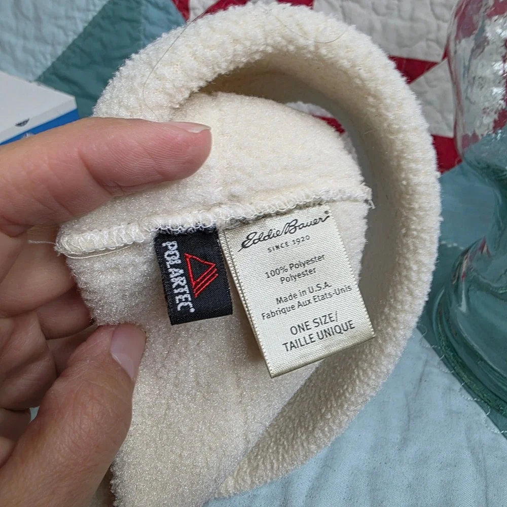 Eddie Bauer Polartec Fleece Headband Cream White Ear Warmer USA Made